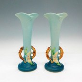 2PC ROSEVILLE POTTERY BUD VASE