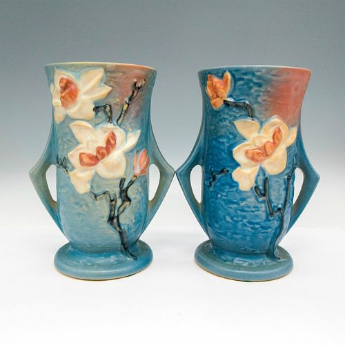 2PC ROSEVILLE POTTERY VASE, BLUE
