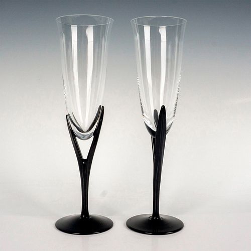 2PC SASAKI CRYSTAL FLUTE GLASSES,
