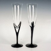 2PC SASAKI CRYSTAL FLUTE GLASS