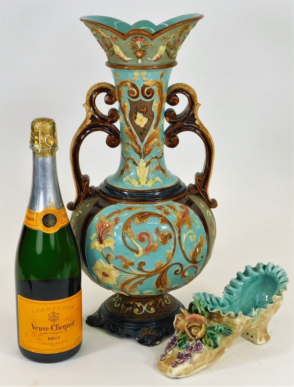 2PC SCHILLER BARBOTINE MAJOLICA