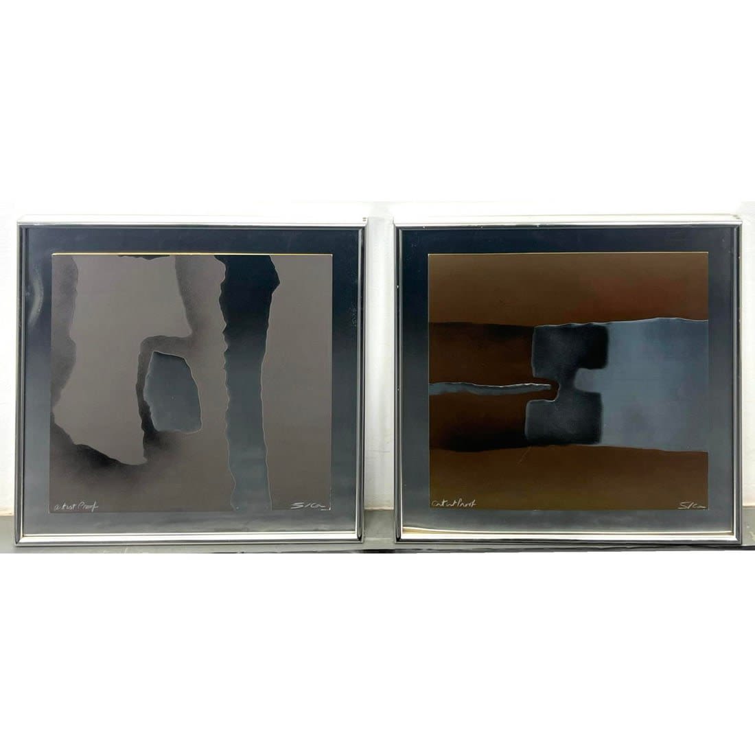 2pc SICA artist Signed Abstract
