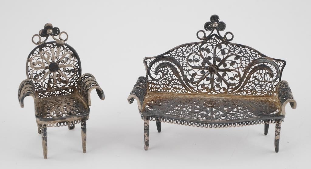 (2PC) STERLING FILIGREE MINIATURE