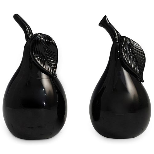 (2PC) STEUBEN BLACK GLASS