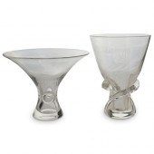 (2PC) STEUBEN CRYSTAL COMPOTES
