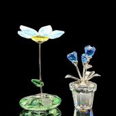 2PC SWAROVSKI CRYSTAL FLOWER F
