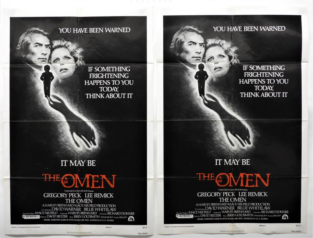 2PC THE OMEN 1976 ONE SHEET MOVIE