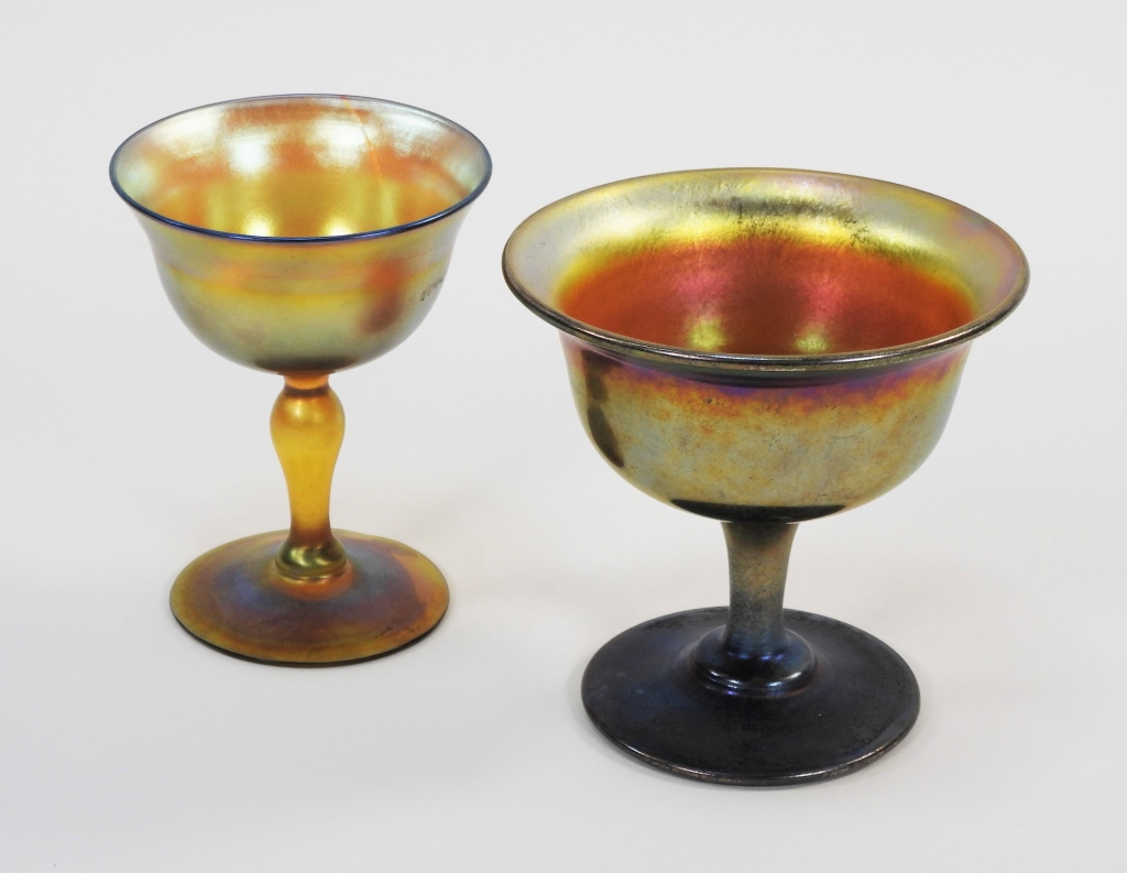 2PC TIFFANY FAVRILE GLASS CUPS