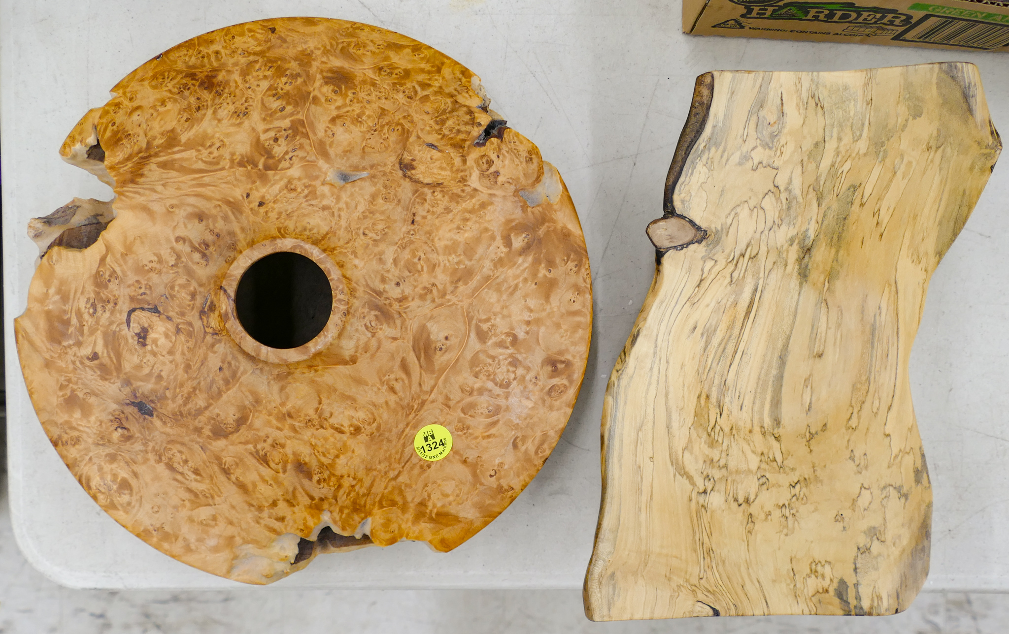 2pc Turned Art Wood Squat Vase &