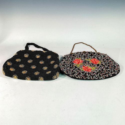 2PC VINTAGE BLACK BEADED