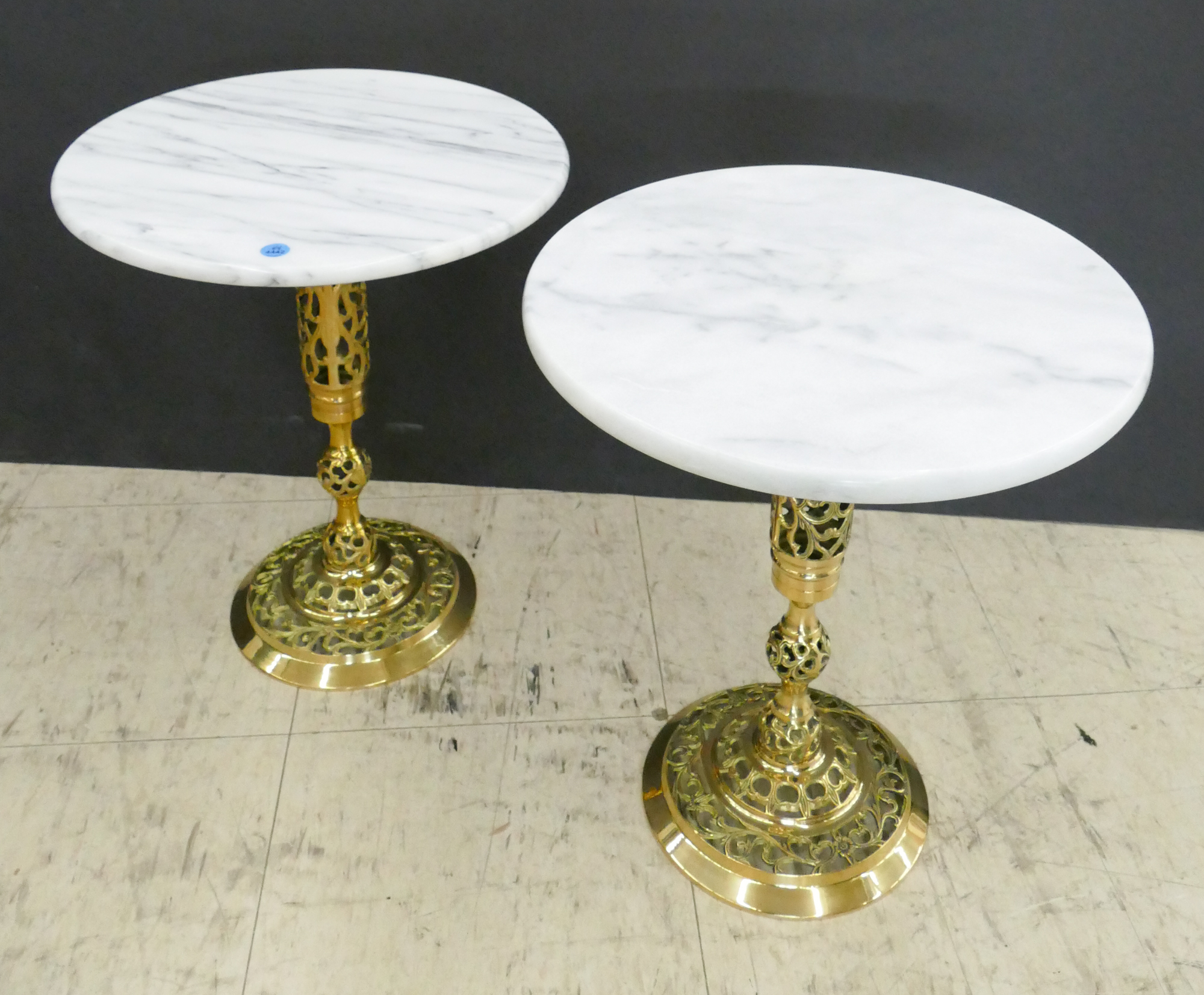 2pc Vintage Brass Marble & Brass