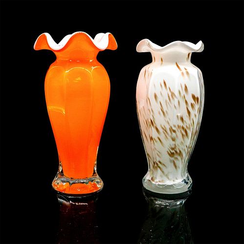 2PC VINTAGE CASED GLASS VASESPair