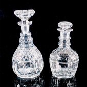2PC VINTAGE CUT GLASS DECANTER
