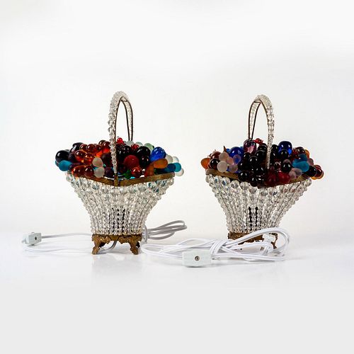 2PC VINTAGE CZECH ART GLASS FRUIT
