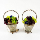 2PC VINTAGE CZECH ART GLASS FR