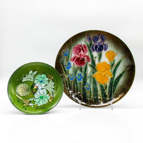 2PC VINTAGE DECORATIVE ENAMELED