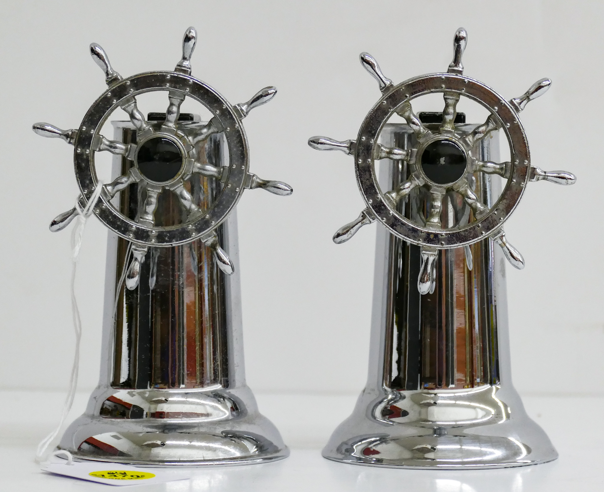 2pc Vintage Figural Ships Wheel