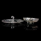 2PC VINTAGE FLORAL GLASS CENTE