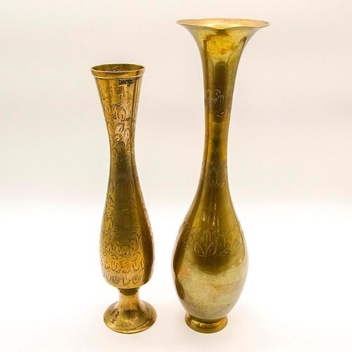 2PC VINTAGE INDIAN BRASS ORNATE