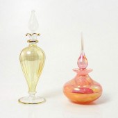 2PC VINTAGE IRIDESCENT GLASS A