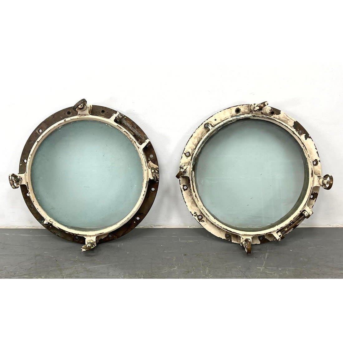 2pc Vintage Metal Port Hole