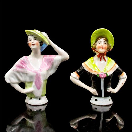 2PC VINTAGE PORCELAIN HALF DOLL