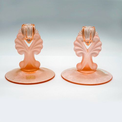 2PC VINTAGE VIKING PINK GLASS