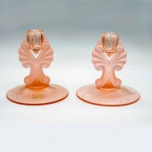 2PC VINTAGE VIKING PINK GLASS