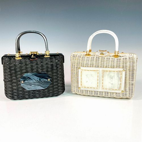 2PC VINTAGE VINYL WICKER AND