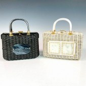 2PC VINTAGE VINYL WICKER AND B