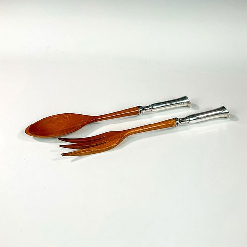 2PC VINTAGE WOOD AND STERLING