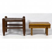 2pc Vintage Wood Stools. Dark