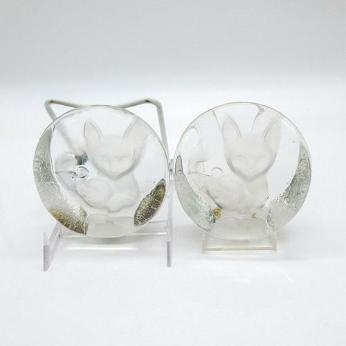 2PC VINTAGE ZAJECAR ETCHED GLASS