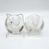 2PC VINTAGE ZAJECAR ETCHED GLA