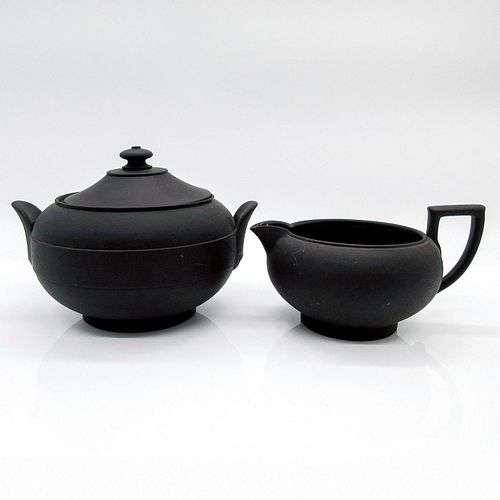 2PC WEDGWOOD BLACK BASALT SUGAR