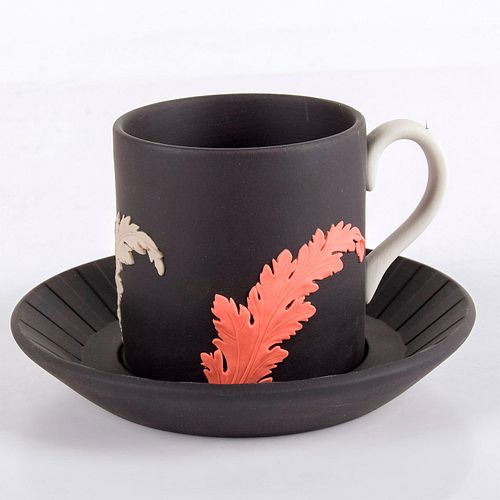 2PC WEDGWOOD BLACK JASPERWARE CUP