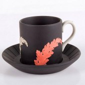 2PC WEDGWOOD BLACK JASPERWARE