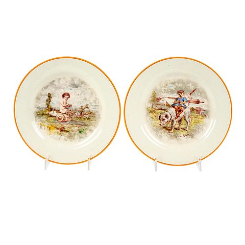 2PC WEDGWOOD HAND PAINTED CREAMWARE