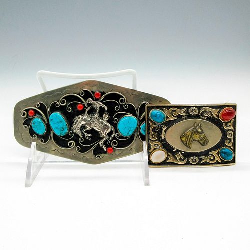 2PC WESTERN METAL BELT