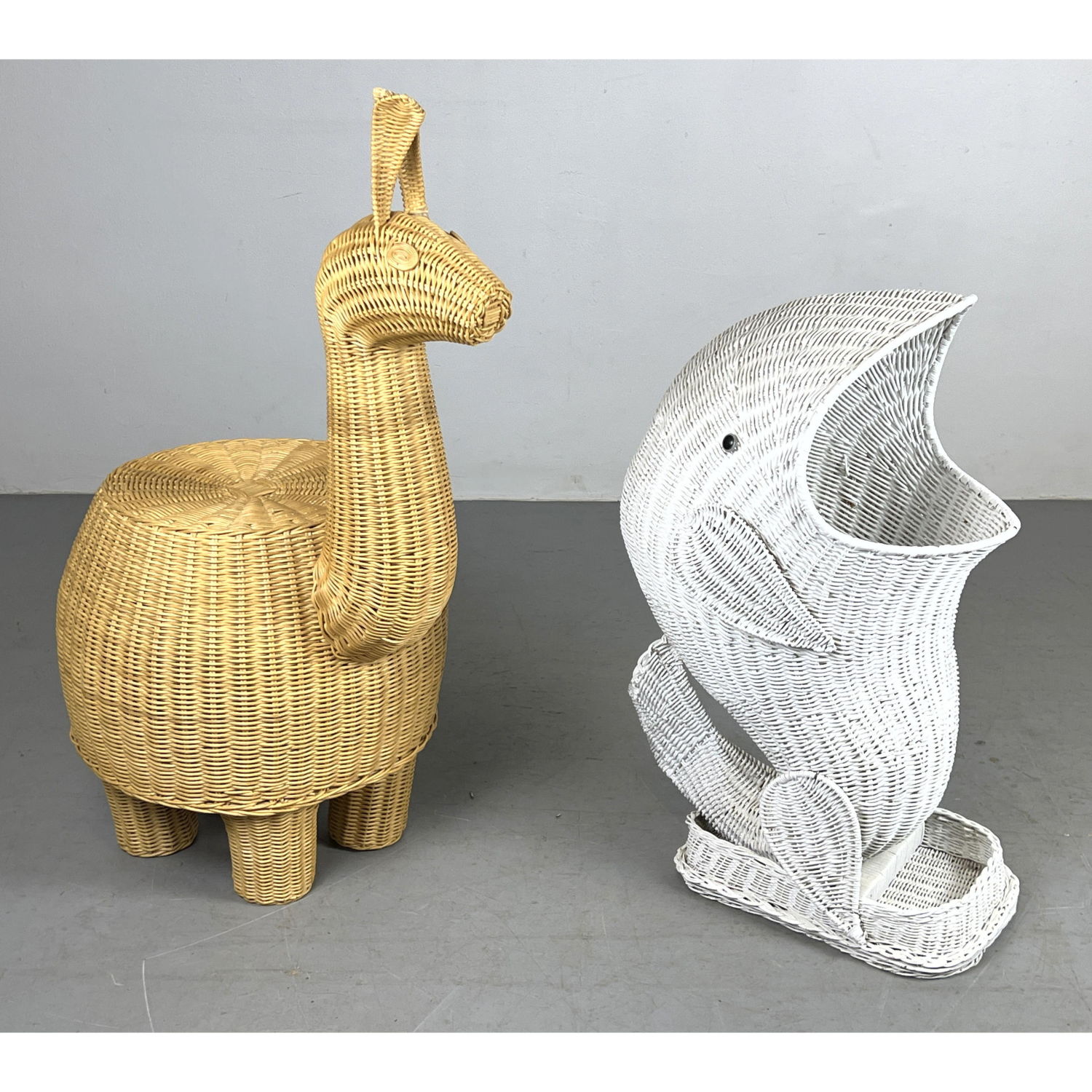 2pc Woven Wicker Figural Animal