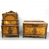 2pcs Art Deco Inlaid Marquetry