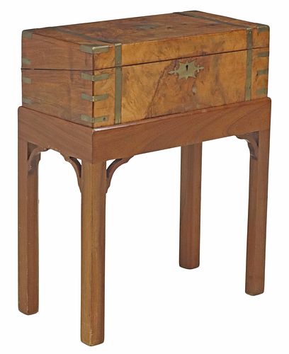 (2PCS) ENGLISH BRASS-BOUND WALNUT