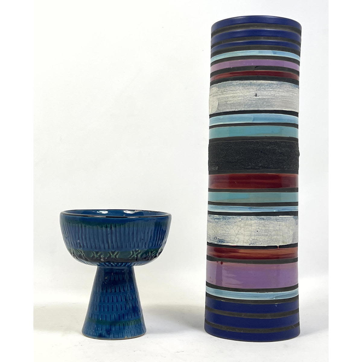 2pcs Italian Pottery. Striped