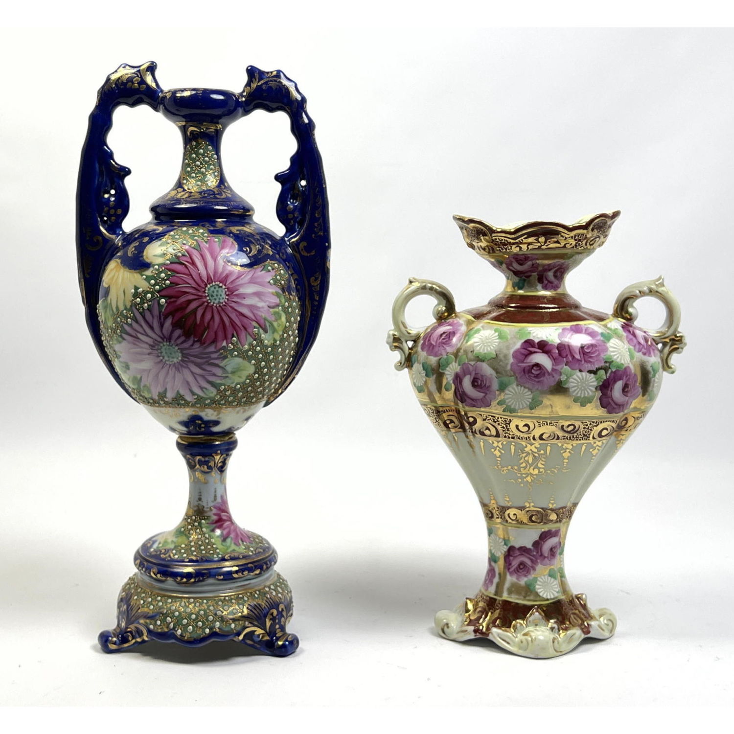 2pcs Japanese Hand Painted Vases.