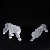 2PCS LALIQUE FROSTED FIGURES J