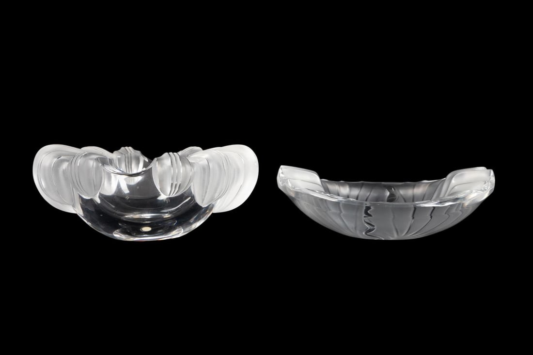 2PCS LALIQUE FROSTED GLASS CIGAR
