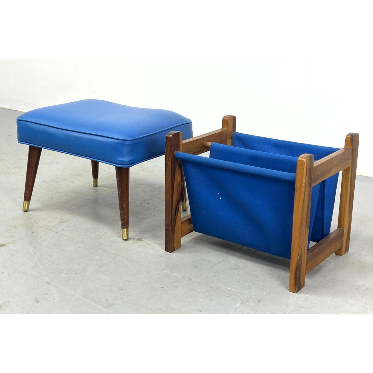 2pcs Mid Century Modern. Blue Vinyl