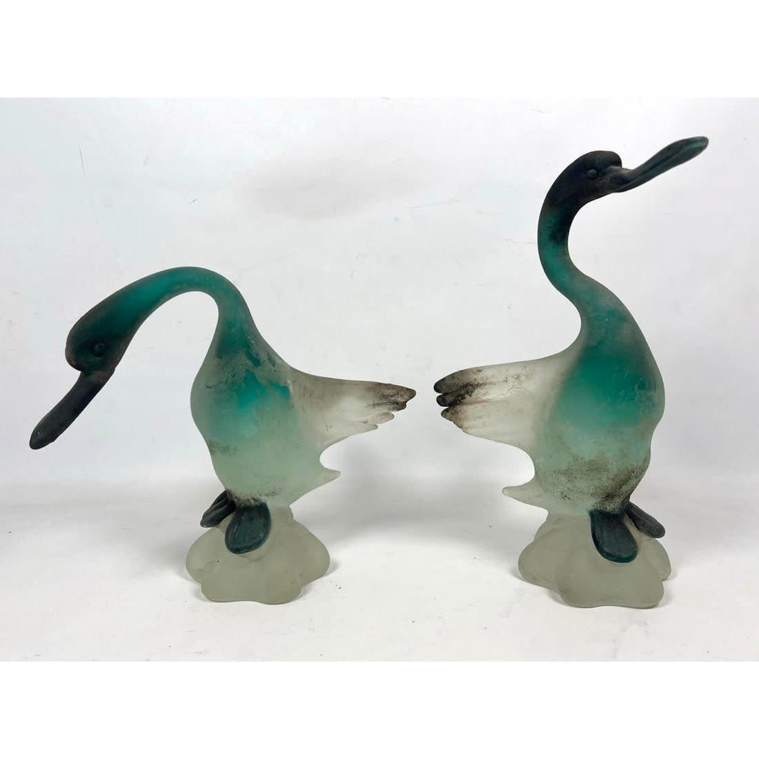 2pcs Murano Art Glass Scavo
