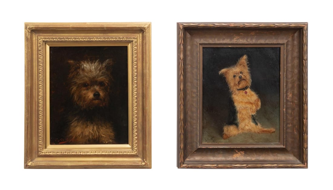 2PCS, PORTRAITS OF A DOG, OIL