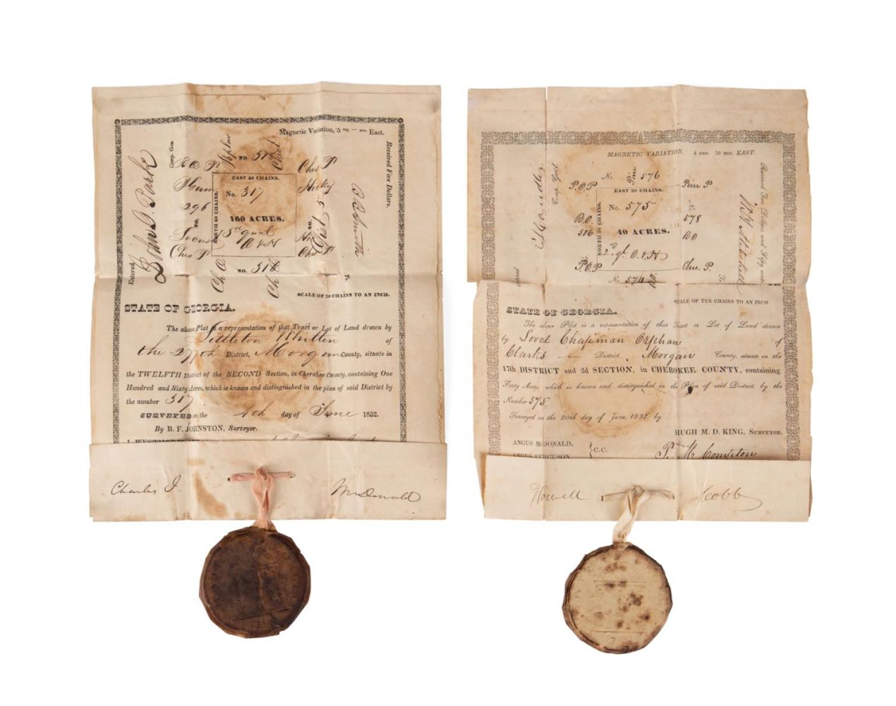 2PCS STATE OF GEORGIA, SIGNED